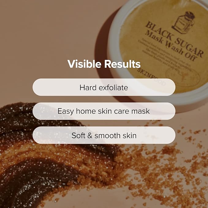 SKINFOOD Black Sugar Mask Wash Off 120g (4.23 oz), Facial Hydrating and Nourishing Blackheads Exfoliator