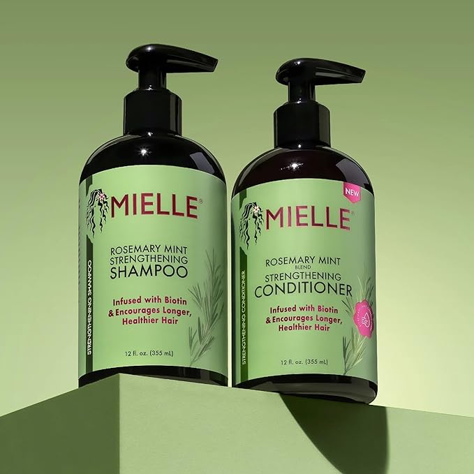 Mielle - Rosemary Mint - Biotin Infused - Encourages Longer Hair Products for Stronger and Healthier Hair - Shampoo & New Conditioner Styling Bundle Set 2 PCS