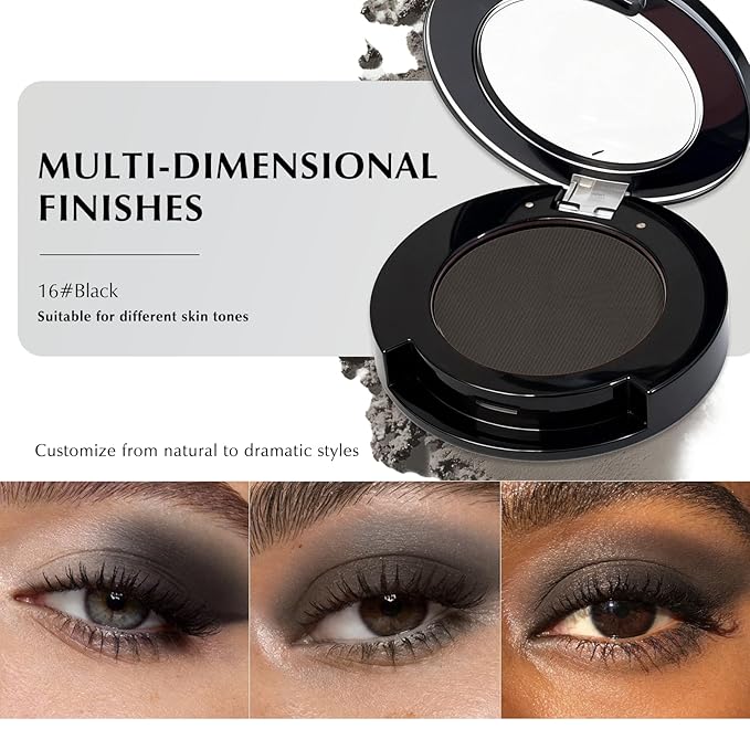Black Matte Eyeshadow Palette, Mini Monochrome Eye Shadow for Older Women, Pigmented Neutral Smokey Eyeshadow Powder Compact sombras para ojos, Naturing-Looking Smooth Blendable Color