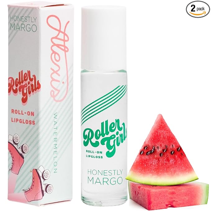 Honestly Margo Roller Girl Roll-On Lip Gloss (Watermelon Alexis, Pack of 2) – Lip Gloss for Women with Hydrating Vitamin E & Moisturizing Shine, Refreshingly Lightweight Your Lip Stain, Non Stick