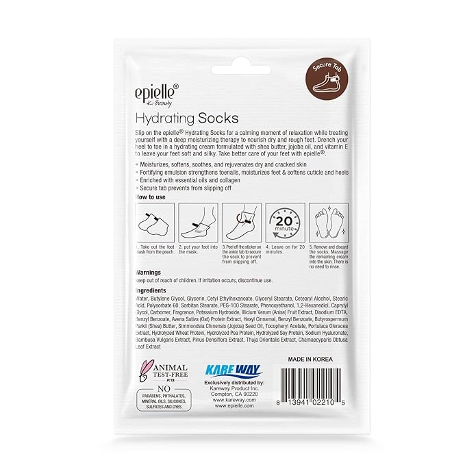 Epielle Hydrating Foot Mask 6 Pairs, Relieve and Soften with Shea Butter & Jojoba Oil, Deep Moisturizing Socks for Dry, Cracked Feet, Self Care Gifts for Women, Spa Kit, Mothers Day Gifts