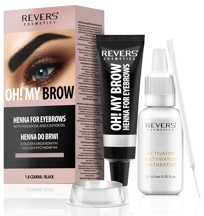 Revers Cream Hair Dye with Argan Oil and Castor Oil, Eyelash and Eyebrow tint , Black Color