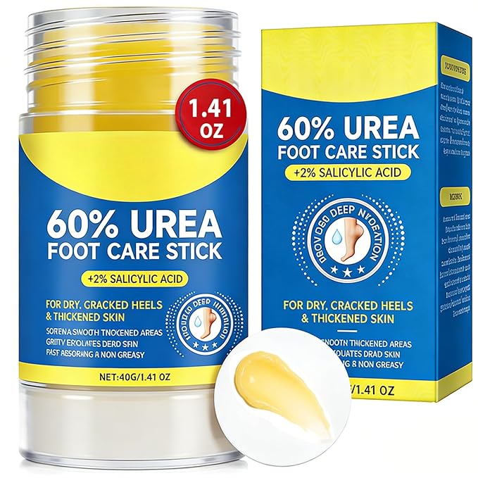 60% Urea Cream Stick with 2% Salicylic Acid, Maximum Strength Foot Care Balm, Callus Remover & Exfoliating Moisturizer for Dry Cracked Feet, Heels, Hands, Knees Elbow & Skin