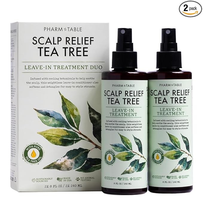 Leave In Conditioner Spray – Tea Tree Scalp Treatment (2 Pack) – Anti-Dandruff, Dry & Itchy Scalp Relief, Hydrating Formula for Psoriasis Care – Detangles & Nourishes Hair