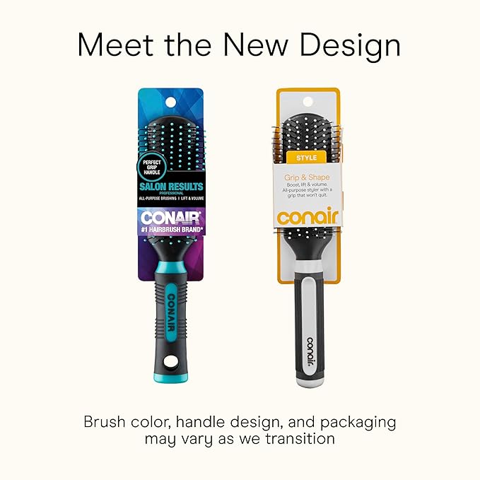 Conair Salon Results Detangling Hairbrush Set, 3-Pack Brushes for Men and Women, All Hair Types and Lengths with Nylon Bristles