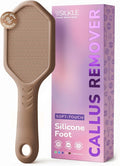 SILKLE Nano Glass Foot File - Silicone Foot Callus Remover for Feet and Cracked Heels - Heel Scraper for Dead Skin - Ergonomic Foot Scrubber & Exfoliator for Shower with Non-Slip Grip - Brown