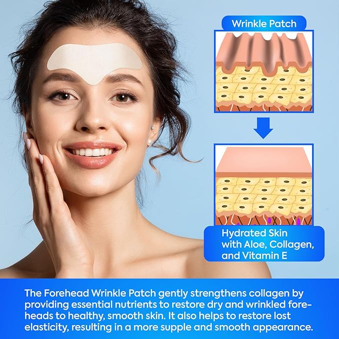 SILKDERMIS Forehead Wrinkle Patches 12Pcs with Aloe, Collagen, Vitamin E, Anti Wrinkle Patches, Forehead Wrinkles Treatment (White)