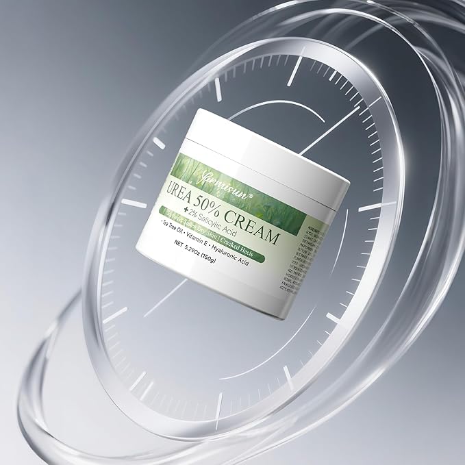 Urea Cream 50 Percent Feet Maximum Strength with Hyaluronic for Dry Skin Cracked Heels Callus Remover