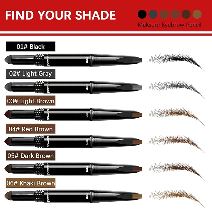 Browcharm Microblading Eyebrow Pencil,0.1mm Ultra-Fine Tip,3-in-1 Waterproof Eyebrow Pencil,with Eyebrow Powder&Eyebrow Brush,Hair-Like Strokes,Shapes,Fills Brow Makeup (02 Light Grey)