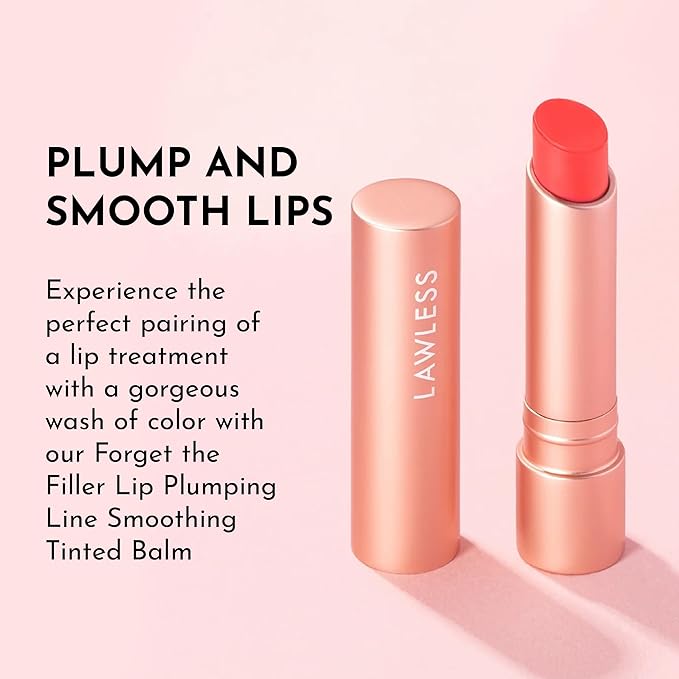 LAWLESS Women's Forget the Filler Lip Plumping Line Smoothing Tinted Balm, Cherry Vanilla, 0.09 Ounce