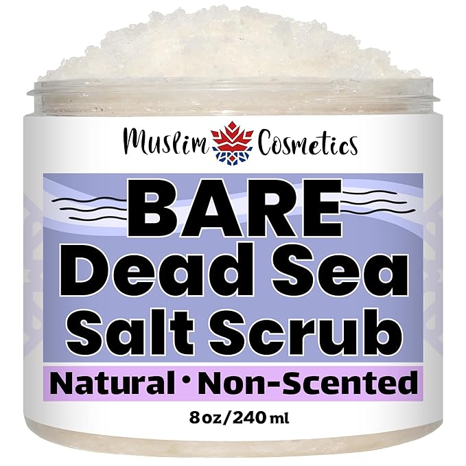 Non-Scented Dead Sea Salt Scrub | Face & Body | Unscented | 100% Natural | Jojoba oil || Made in Canada - Muslim Cosmetics - BARE Scrub (8oz (240ml))