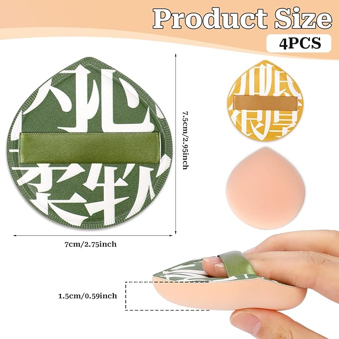 4 Pcs Korean Makeup Sponge Puff, Soft Teardrop Makeup Setting Cosmetic Puff Cushion Foundation Sponge for Concealer, Liquid, Cream, and Powder (Large Size)