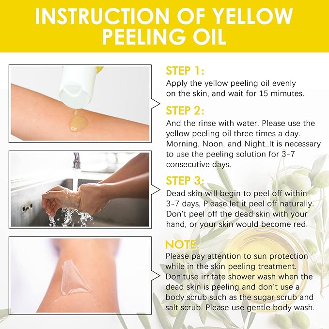 Yellow Peeling Oil Extra Strength Exfoliating Solution for Body - Dark Skin KP Bump Eraser Body Scrub Ingrown Hair Keratosis Pilaris Treatment