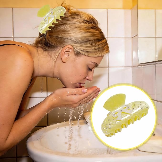 Bow Claw Clip for Women, Non-Slip Sparkling, Pink Cute Extra Large Claw Clips for Thick Hair, Strong Hold Hair Accessories for Workout Party Everyday Use(Yellow)