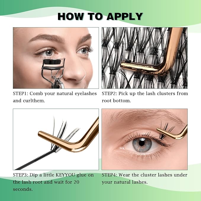 KEYYOU Lash Clusters 300pcs Individual Lashes, 30D 0.07D Curl 18mm DIY Eyelash Extension, Soft & Natural Volume Cluster Lashes with Large Tray