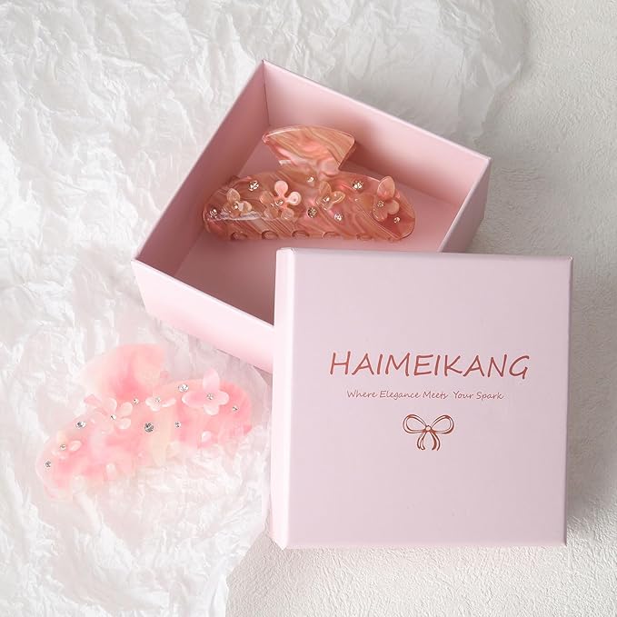 HAIMEIKANG 2 PCs Flower Acrylic Hair Claw Clips for Women - Non Slip Strong Hold Cute Non-slip Stylish Accessories for Thick Thin Hair