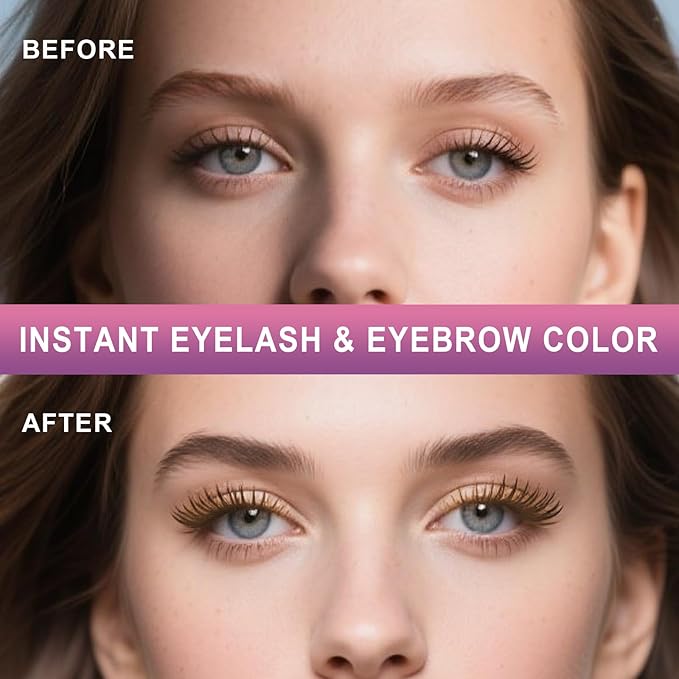 Eyelash & Eyebrow Color Kit, Professional Instant Dark Brown Lash & Brow Color Kit, Eye Lash & Eye brow Coloring Set with Natural Bushy Results, Easy to Use & Salon at Home 7ml (Dark Brown)
