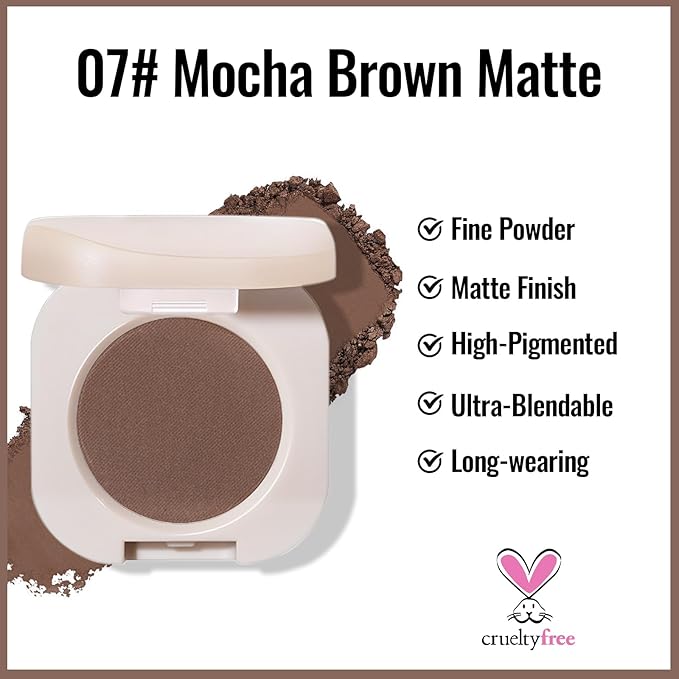 Erinde Mocha Brown Matte Single Eye Shadow Palette Makeup for Older Women, Natural Eyeshadow Powder for Blue, Green & Brown Eyes, High Pigment Blendable Long-Lasting Eye Shadow Sombras para Ojos, 07