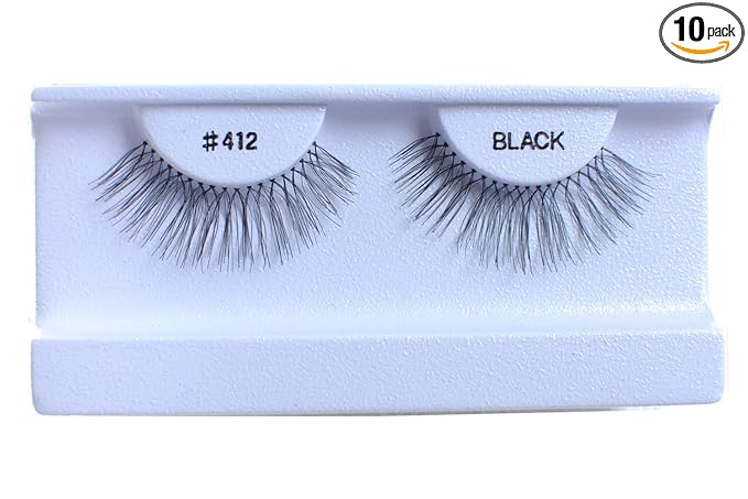 10 Pairs 100% Human Hair False Eyelashes Natural Black #412