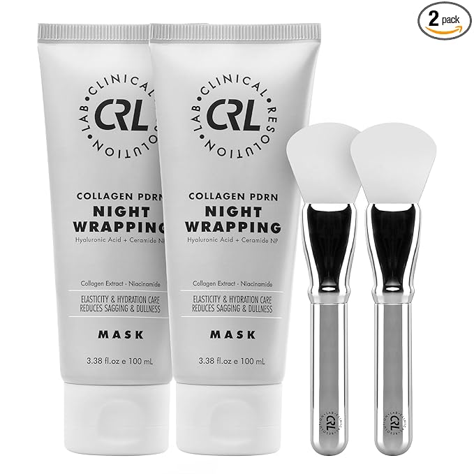 Clinical Resolution PDRN Collagen Night Wrapping Mask, All-In-One Nourish, Revitalize, Radiance for Youthful Glowing Skin Overnight Peel Off Face Mask Korean Skin Care Lab, 100ml 2 Pack