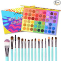 UCANBE 54 Colors Splashy Candies Eyeshadow Palette + 15pcs Makeup Brush Set, Highly Pigment Matte Metallic Shimmer Glitter Eye Shadow Bright Color Long Lasting Waterproof Easy Blending Make Up Pallet
