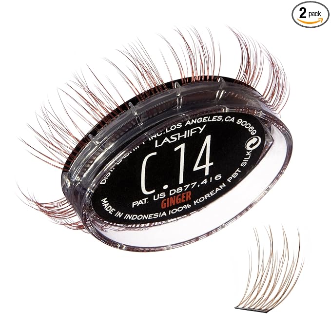 Lashify Curl 14mm Gossamer Eyelash Extensions Refill, Ginger Color, DIY False Lashes for a Natural Look