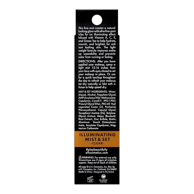 e.l.f. Lumious Mist & Set, Setting Spray To Give Makeup A Lasting, Radiant Finish, Infused With Vitamins A, C & E, Small, 2 Fl Oz
