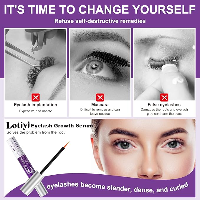 Eyelashes Growth Serum -6ml Eyelash Growth Serum for Natural Lashes & Extensions & Eyebrows, Thicker, Fuller & Longer Looking