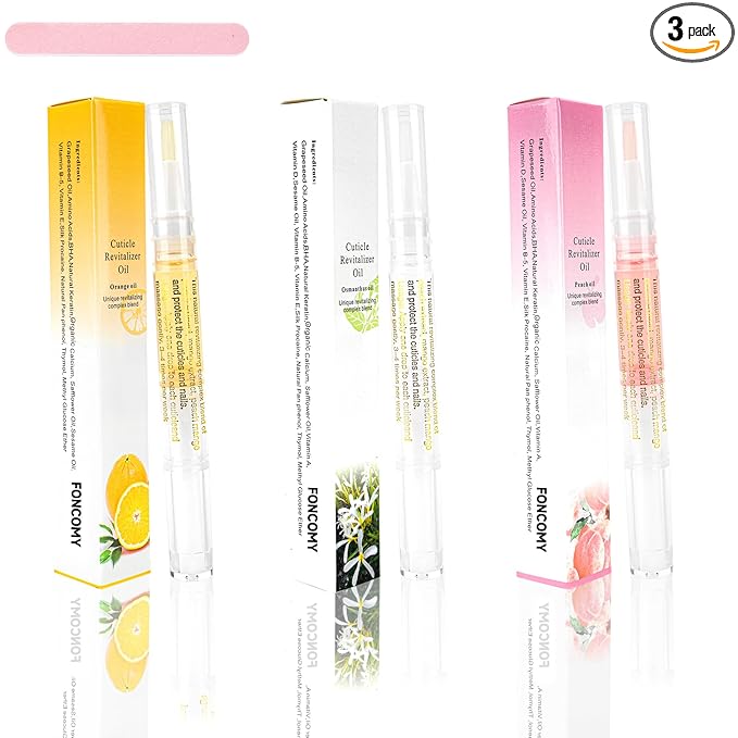 3PCS Cuticle Oil for Nails,Cuticle Oil Pen for Nail Care, Nail Cuticle Oil with Nail File,Cuticle Softener for Damaged Nails,Cuticle Kit for Natural Nails,Nail Oil Pen for after Manicure(Mixed Scents)