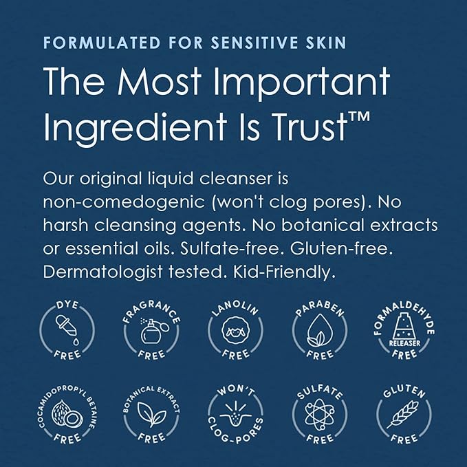 Vanicream Liquid Cleanser - 8 fl oz – Unscented, Gluten-Free Formula for Sensitive Skin (Pack of 2)
