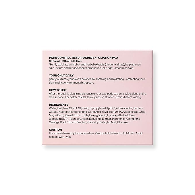 Knours Pore Control Exfoliating Korean Toner Pads | LHA for Sensitive Skin | Refine Textured Skin and Blemishes, Control Sebum, Tighten Pores | 90 Count | 175ml/5.9 fl.oz