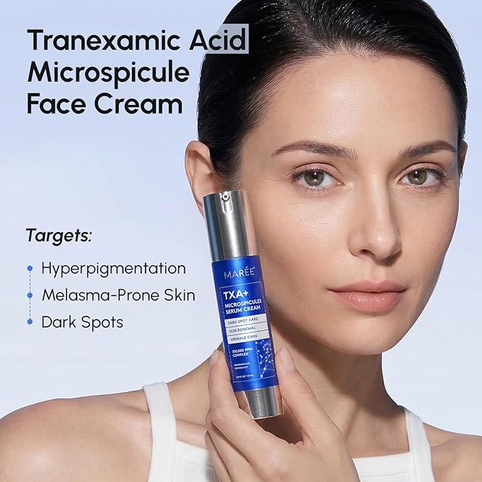 MAREE TXA Tranexamic Acid Serum Cream with Microspicules 100,000 PPM Complex - Alpha Arbutin Cream - Face Crema para Manchas Oscuras en la Cara