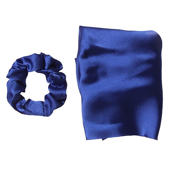 Pack of 2 Knotted Bow Hair Scrunchies Elastic Hair Scarf Hair Ties Bands Satin Hair Ribbon Scrunchy Ponytail Holder for Women and Girls,Hair Scarf Scrunchies,Hair Accessories (Royal Blue)