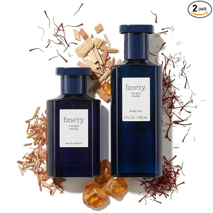 Fine'ry The New Rouge Eau De Parfum & Body Mist Gift Set | Warm & Spicy Notes Of Saffron, Amber & Sandalwood | Fine Mist Spray & Perfume For Women | Fragrance Layering Duo (2oz + 5oz)
