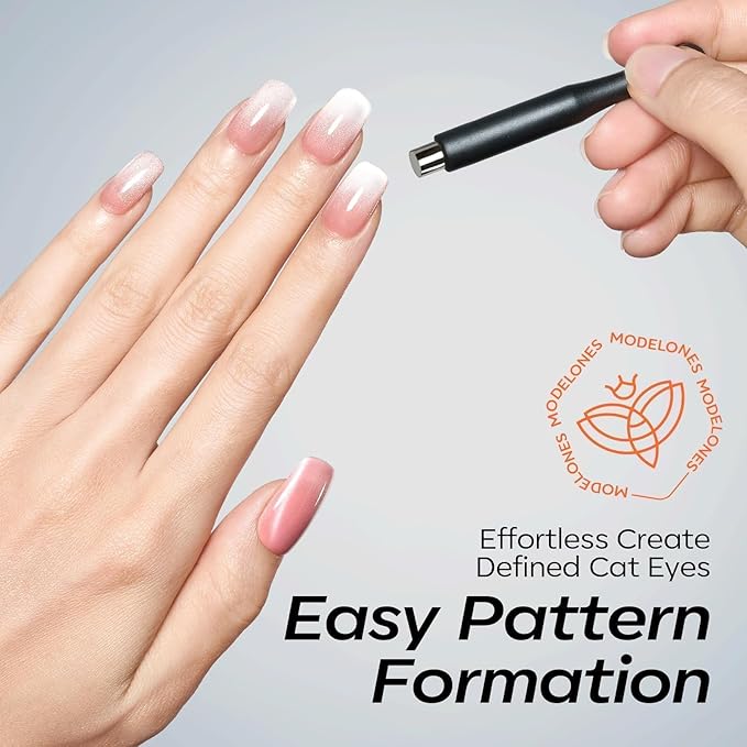modelones Cat Eye Magnet, 15PCS Cateye Gel Polish Nail Magnet Nail Tools with Black Bead-Attracting Nail Magnet Pen & Heart-Shaped Magnet for Nail Perfect for Home DIY, Nail Art Design