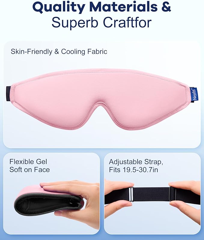 Upgraded Cooling Gel Eye Mask for Puffy Eyes: Larger Full-Eye Cover Design for Ice Cooling Relief, Reusable Cold Compress for Dark Circles, Eye Bags, Fatigue & Migraine(Pink)