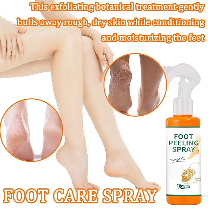 Foot Peeling Spray,100ML Instant Exfoliating Peel Spray for Remove Dead Skin Exfoliator,Hydrating Refreshing Foot Peel Spray（Orange）