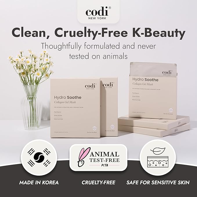 Collagen Gel Mask, Hydrogel for Reducing Redness, Sunburn & After Sun Care, Hydration, Soothing, Moisturizing, Made in Korea, 4 Sheets (Hydro Soothe)