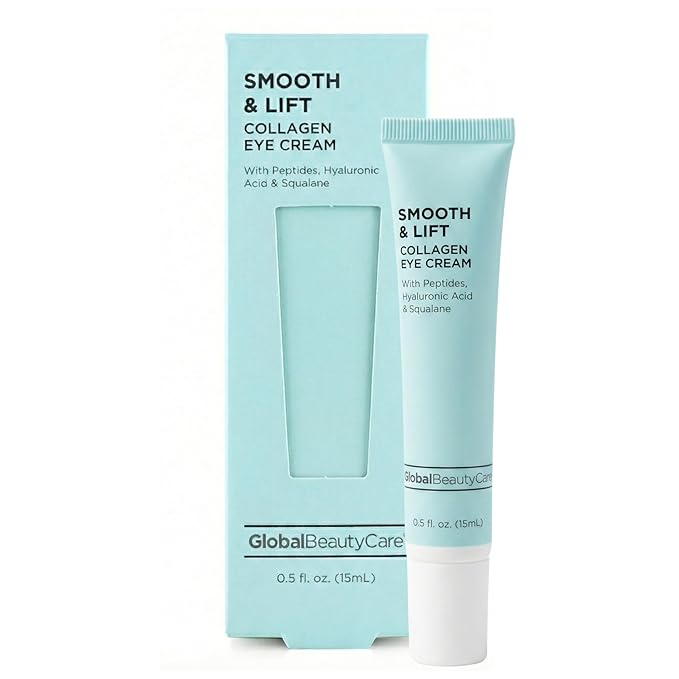 Global Beauty Care Smooth & Lift Collagen Eye Cream - Refining Under Eye Treatment to Support Skin Elasticity with Peptides, Hyaluronic Acid, Squalane & Vitamin E Formula, 0.5 fl oz (1 Pack)