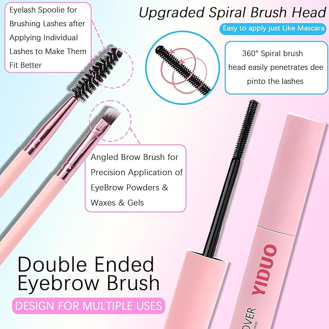 YIDUO 5 Styles Eyelash Clusters Kit 80D 100D Volume Wispy Individuals lash Extensions Kit, Volume Studio Effect, Fake Eyelashes 500Pcs All-in-1 Pack with Glue |Tweezers |Removers |Brush