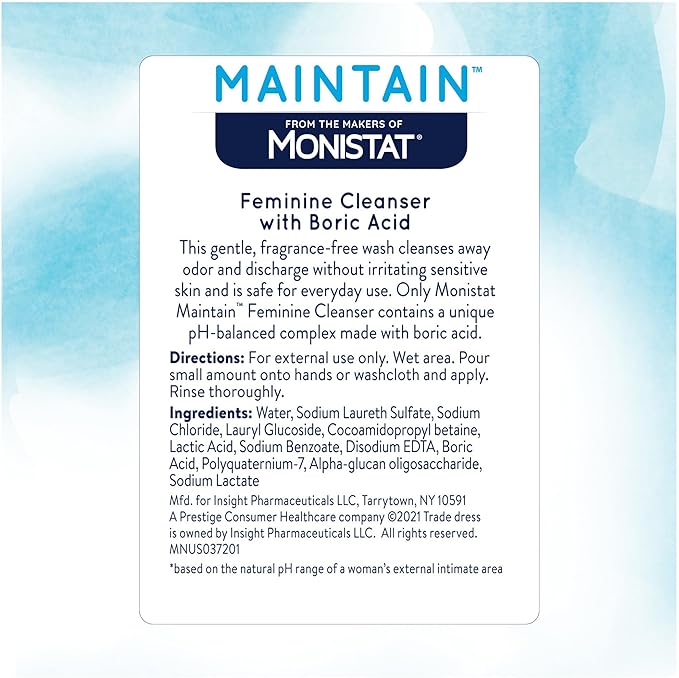 Monistat Boric Acid Feminine Wash, Fragrance-Free Intimate Wash for Women with Gentle pH-Balanced Formula, 10 Fl Oz, Pack of 3