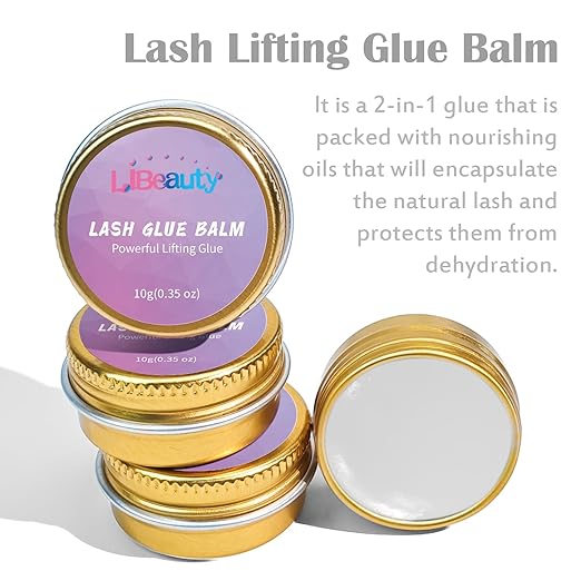 Libeauty Lash Lift Balm Lash Lift Glue Adhesive Strong Sticky Fruit Flavor Eyelash & Eyebrow Perm Glue Balm Brow Lamination Gel (White Peach, 10g/0.35oz)