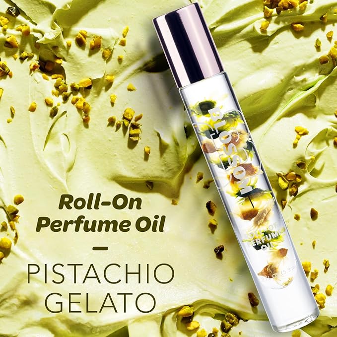 Blossom Roll on Perfume for Women Alcohol Free Gourmand Rollerball Perfume Oil with Essential Oils, Infused with Real Flowers, Made in USA, 0.20oz, (Pistachio, Almond, Vanilla) Pistachio Gelato