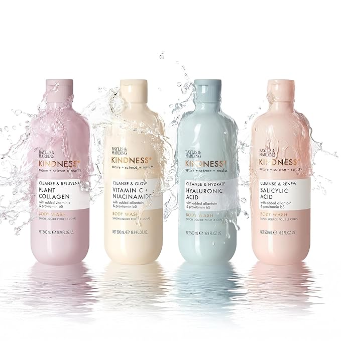 Baylis & Harding Kindness + Hyaluronic Acid, Pear & Orange Blossom Fragrance, 16.9 fl. oz Cleanse & Hydrate Body Wash (Pack of 3) - Biodegradable Formula - Vegan Friendly