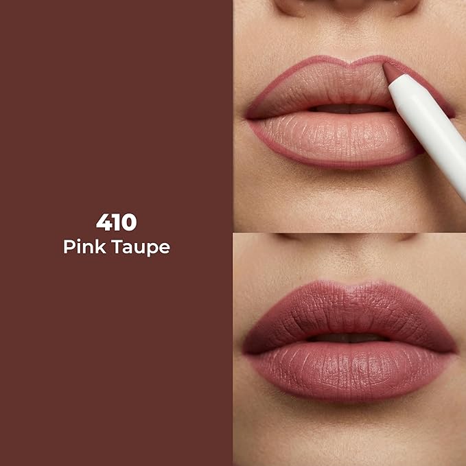 Lamel Gel Lip Liner Pencil - Pink Taupe - 2-in-1 Waterproof Lip Liner - 8-Hour Wear, Creamy Texture, Sharpenable, High Pigment - Provides Smooth Finish or Full Coverage - N.410