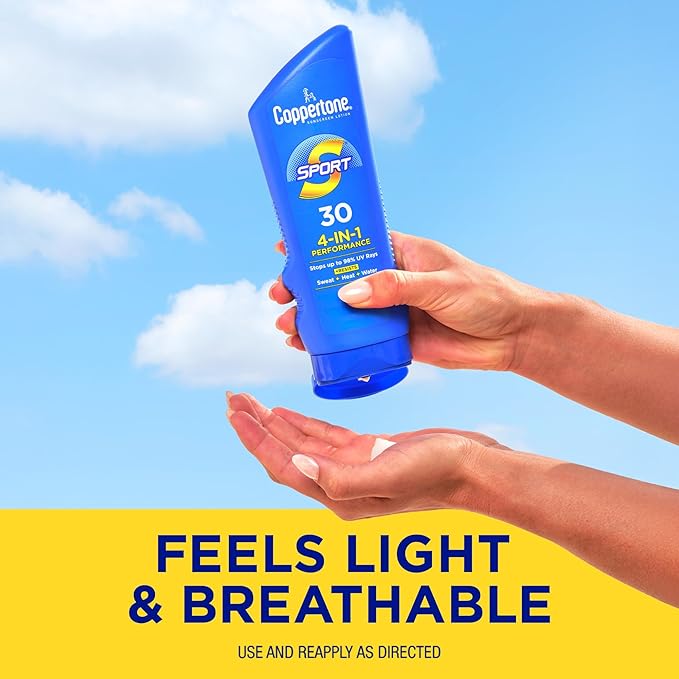 Coppertone SPORT Sunscreen SPF 30 Lotion,Water Resistant Sunscreen,Body-Sunscreen Lotion,7 Fl Oz,(Pack of 2)