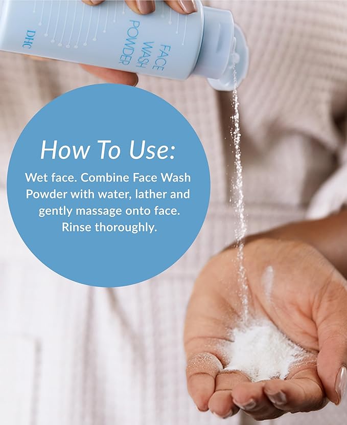 DHC Face Wash Powder, Luxurious Foaming Lather, Lightweight Powder Formula, Gently Exfoliates, Hydrating, Fragrance and Colorant Free, Ideal for All Skin Types, 1.7 oz. Net wt.