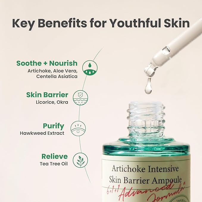 AXIS-Y Artichoke Intensive Skin Barrier Ampoule - Face Moisturizer Dark Spot Corrector Centella Ampoule - Vegan Korean Skin Care Facial Serum for All Skin Types (1.01 fl. oz.)