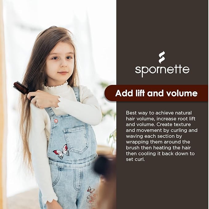 Spornette Deville Boar Bristle Round Brush for Women - Round Hair Brush for Blow Drying, Curling & Styling - Adds Shine, Volume & Lift to All Hair Types (2 Inch)