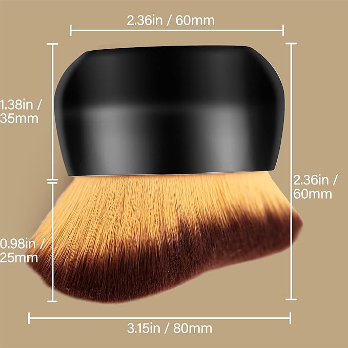 Extra Large Body Makeup Brush For Self Tanner, Leg Makeup & Bronzer Blend, 75 mm Wide-Headed Kabuki Brush for Even& Pretty Sunscreen& Lotion Application. With Cleaning Mat, Face Back Brush Set - Black